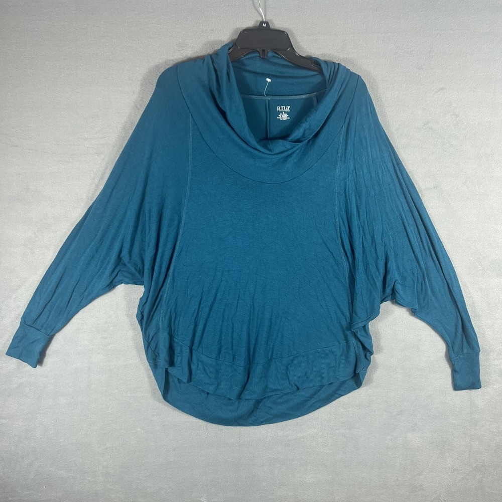 ana A New Approach Women's Medium‎ M Teal Cowl Neck Dolman Sleeve Tunic Top